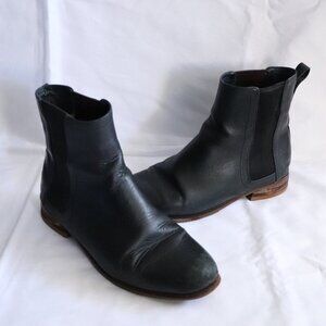 Poppy Barley Women's Sz 8 Black Chelsea Classic Slip On Heeled Leather Boots